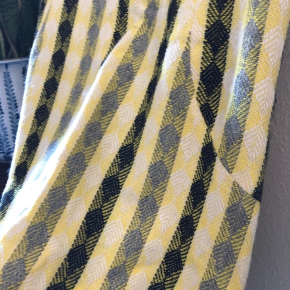 Vintage yellow striped shift dress poly wool mini - Picture 5 of 7